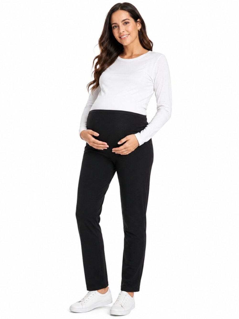 2/$30 Times Two Black Maternity Dress Pants Straight Leg Stretch Trouser Sz M